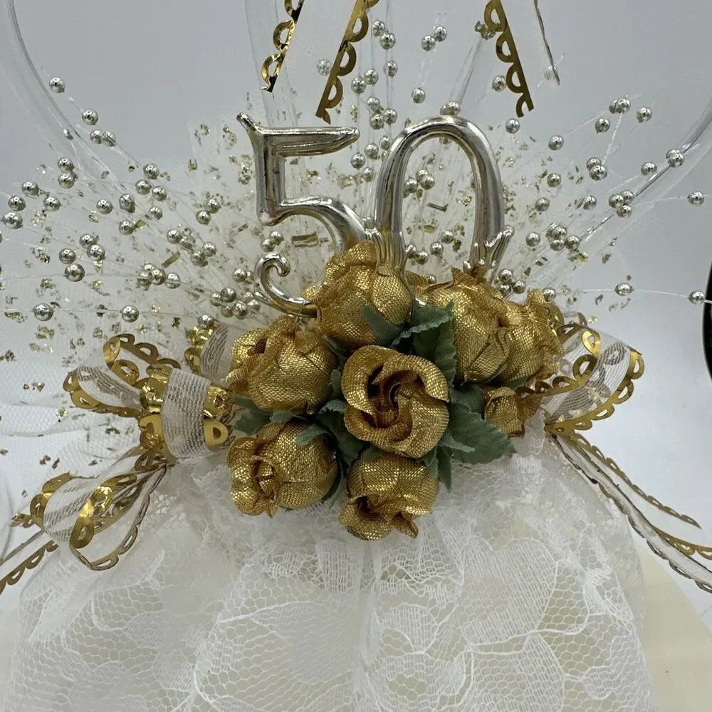 Vintage Cake Topper 50th Anniversary Wedding And Display Case Treasure Masters